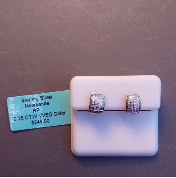 Sterling Silver Moissanite Earrings #27 - Picture 3 of 3